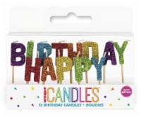 Unique® Rainbow Glitter Happy Birthday Candles Perspective: Main