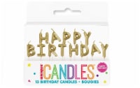 Unique® Pick Candles Happy Bday Gold Letters Perspective: Main