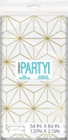 Unique® Party™Foil Tablecloth Modern White/Gold 54 in x 84 in Perspective: Main
