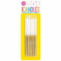 Unique® Birthday Candles Gold Metal Dip 5" 12 ct Perspective: Main