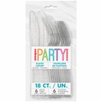 Unique® Party!™ Silver Glitter Plastic Cutlery Assortment