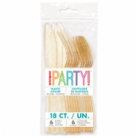 Unique® Plastic Cutlery Gold 18 pc Perspective: Main