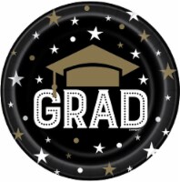 Unique Graduation Party Plates 8 Pack - Black/Gold Perspective: Main
