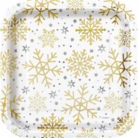 Unique Industries 305814 9 in. Silver & Gold Holiday Snowflake Dinner Plate, Pack of 8