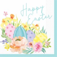 Happy Easter 16 Count Beverage Napkins Perspective: Main