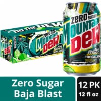 Mountain Dew® Baja Blast Zero Sugar Soda Cans Perspective: Main