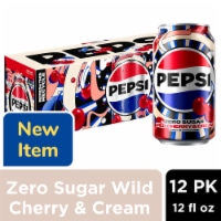 Pepsi® Zero Sugar Wild Cherry & Cream Soda Cans Perspective: Main