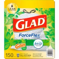 Glad ForceFlex Tall Kitchen White Trash Bags, Original Scent (13 Gal., 150 Ct.)