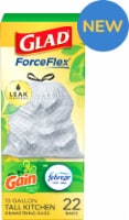 Glad ForceFlex with Febreze Gain Original Scent Tall Kitchen Drawstring Trash Bags Perspective: Main