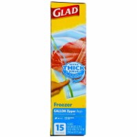Glad Zipper Freezer Bags, Gallon Size, 15 ct
