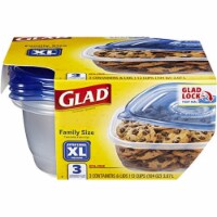 Glad Family Size Containers with Lids 3 Pack - Clear/Blue Perspective: Main