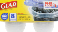 Glad Mini Round Food Storage Containers with Lids - 8 pk - Clear/Blue Perspective: Main