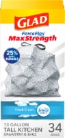 Glad ForceFlex MaxStrength with Febreze Fresh Clean Scent Tall Kitchen Drawstring Trash Bags