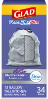 Glad ForceFlexPlus Tall Kitchen Drawstring Lavender with Febreze Trash Bags Perspective: Main
