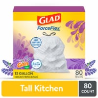 Glad Medium Drawstring Trash Bags, 8 Gallon, White, Gain Original Scent with Febreze Freshness, 80 Count