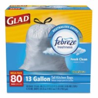 Clorox CLO78899 13gal Fresh Clean Tall Drawstring Bags, White