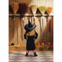 Avanti Little Witch Choosing A Broom Funny / Humorous Halloween Card Perspective: Main