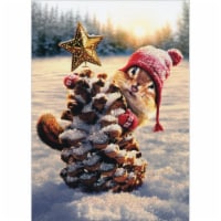 Avanti Press Chipmunk in Red Hat, Pine Cone Tree and Gold Star Pack of 10 Christmas Cards
