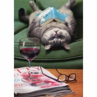 Avanti Upside Down Cat Reading Book Funny Mother's Day Card Perspective: Main