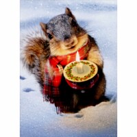 Avanti Snowy Squirrel Holds Candle Christmas Card Perspective: Main