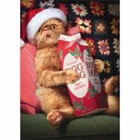 Avanti Cat Drinks Eggnogg Funny / Humorous Christmas Card Perspective: Main