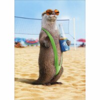 Avanti Otter Wearing Mankini Humorous Funny Birthday Card for Him Perspective: Main