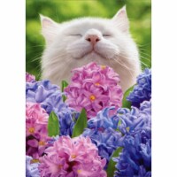 Avanti Cat Smelling Hyacinths Cute Easter Card Perspective: Main
