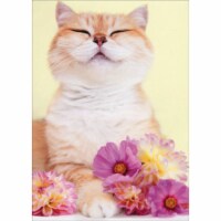 Avanti Smiling Cat with Purple Flowers Mother's Day Card Perspective: Main