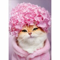 Avanti Kitty Cat with Pink Hydrangea Cap Mother's Day Card Perspective: Main