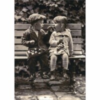 Avanti Little Boy Feeding Little Girl Chocolates On Bench Cute Valentine's Day Card Perspective: Main