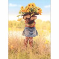 Avanti Girl Holding Hat Of Flowers Funny / Humorous Thank You Card Perspective: Main