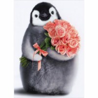 Avanti Press Greeting Card - Penguin With Flower Bouquet Perspective: Main