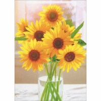 Avanti Press Greeting Cards Blank Small Sunflowers in Glass Vase Perspective: Main