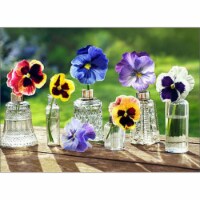 Avanti Press Greeting Cards Blank Pansies in Glass Bottles Perspective: Main