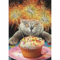 Avanti Press Greeting Card Birthday Cat With Sparkler Cake Perspective: Main