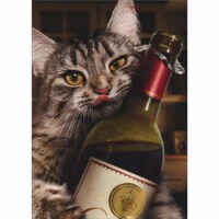 Avanti Press Greeting Card Birthday Cat Wine Bottle - Core Perspective: Main