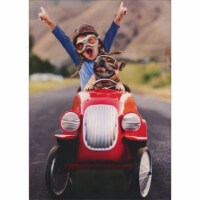 Avanti Press Greeting Cards Birthday- KID AND DOG IN GO CART Perspective: Main
