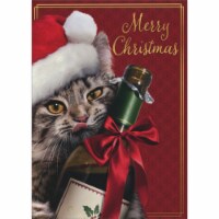 Avanti Press Greeting Cards Christmas Cat Wine Bottle Perspective: Main