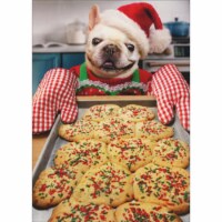Avanti Dog with Red and White Checkered Oven Mitts and Tray of Cookies Christmas Card Perspective: Main