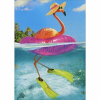 Avanti Press Greeting Card Birthday Flamingo Floating in Inner Tube Perspective: Main