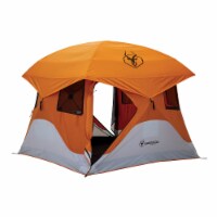 Gazelle T4 4-Person Pop Up Camping Hub Tent w/Removable Floor & Rain Fly, Orange