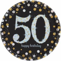 Amscan 269919 Sparkling 50th Celebration 7 in. Dessert Plates - 8 Piece