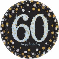 Amscan 269932 Sparkling 60th Celebration Plate 7 in. Dessert Plates - 8 Piece