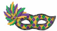 Amscan Mardi Gras Glitter Harlequin Masquerade Mask - Purple/Yellow/Green Perspective: Main