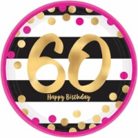 Amscan 269835 Pink & Gold 60th Birthday 9 in. Metallic Plates - 8 Piece