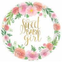 Amscan 269723 Floral Baby 7 in. Dessert Plates - 8 Piece