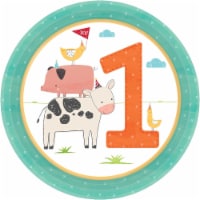 Amscan 619543 Barnyard Birthday 1st Birthday Dessert Plate - Pack of 8