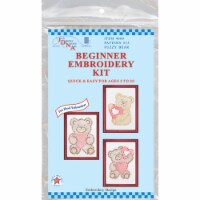 Jack Dempsey Stamped Embroidery Kit Samplers 6 X8  3/Pkg-Fuzzy Bears