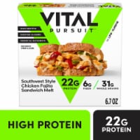 Vital Pursuit Southwest Style Chicken Fajita Sandwich Melt High Protein GLP-1 Frozen Meal Perspective: Main