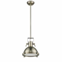 IRONCLAD Industrial-style 1 Light Antique Brass Ceiling Mini Pendant 13 Shade